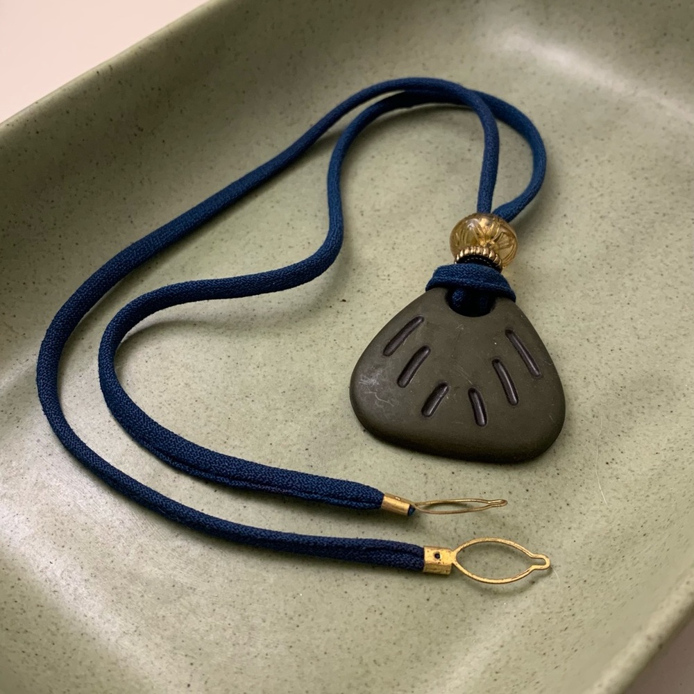 Artisan Blue Cord Pendant Necklace | Modern Stone Look Statement Necklace